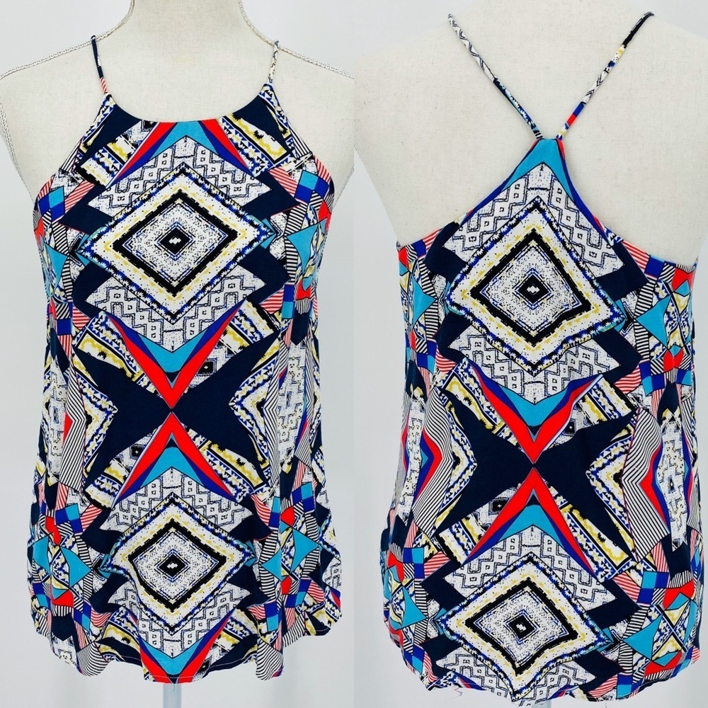 RENEE C Kaleidoscope Halter Top Y back